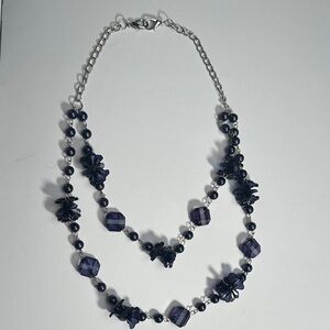 Elegant dark blue Beaded Necklace